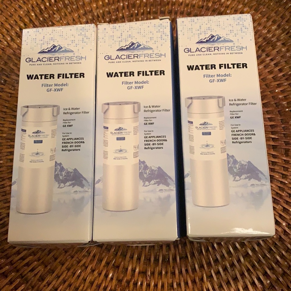 3 New GlacierFresh ice & water filters GF-XWF for GE Refrigerators Unopened NEW